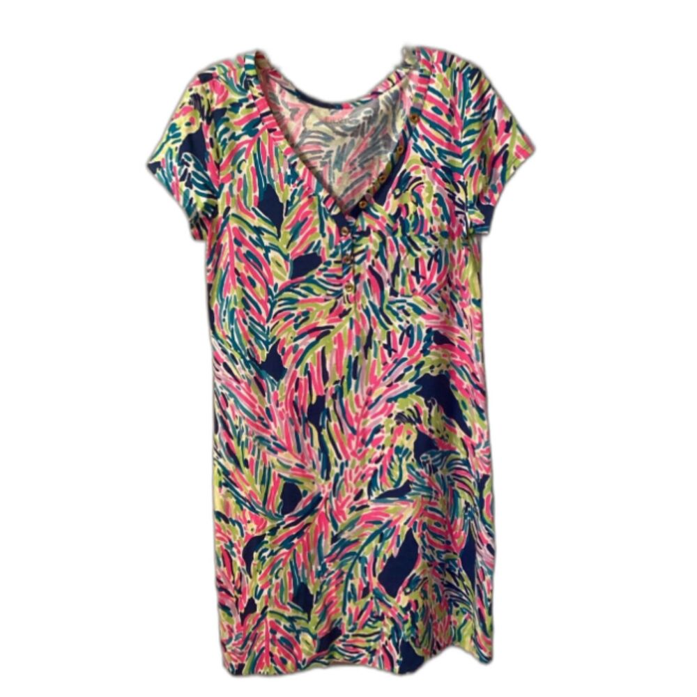 LILLY PULITZER SIZE MEDIUM PALMIRA DRESS INDIGO PALM READER PRINT